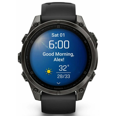 Garmin 010-02904-21 fenix 8 47mm AMOLED Sapphire Carbon Gray DLC Titanium with Black/Pebble Gray Silicone Band, фото 2 | Интернет-магазин оригинальных часов и аксессуаров