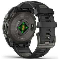 Garmin 010-02904-21 fenix 8 47mm AMOLED Sapphire Carbon Gray DLC Titanium with Black/Pebble Gray Silicone Band, фото 4 | Интернет-магазин оригинальных часов и аксессуаров