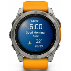 Garmin 010-02905-11 Fenix 8 Amoled 51 мм Sapphire Titanium with Spark Orange and Graphite Silicone Band, фото 3 | Интернет-магазин оригинальных часов и аксессуаров