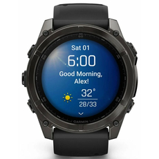 Garmin 010-02905-21 Fenix 8 Amoled 51 мм Sapphire Carbon Grey DLC with Black and Pebble Grey Silicone Band, фото 4 | Интернет-магазин оригинальных часов и аксессуаров