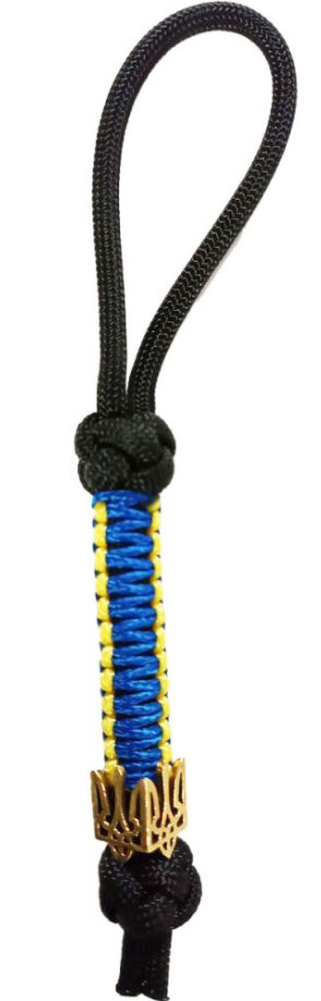 Темляк Loopy Snake “UA Brave & Runes” Чорний з синьо-жовтим та Гербом ...