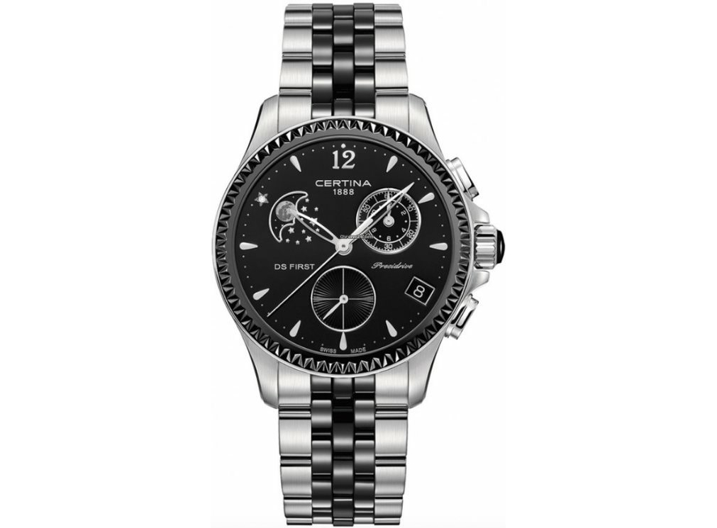 CERTINA クロノグラフ クォーツ腕時計 シルバー/ブラック Женские часы CERTINA C030.250.11.056.00 DS FIRST LADY CERAMIC