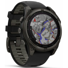 Garmin 010-02906-11 fenix 8 47mm Solar Sapphire Carbon grey DLC titanium with Black/pebble grey silicone band, фото 2 | Интернет-магазин оригинальных часов и аксессуаров
