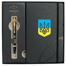 Набір Parker IM UKRAINE Black GT BP 22032b24_T0016u Тризуб синьо-жовт. (кулькова ручка + блокнот Parker), фото 2 | Интернет-магазин оригинальных часов и аксессуаров