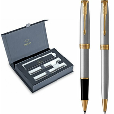 Набор Parker SONNET Stainless Steel GT RB+BP 84-182b24 (роллер + шариковая) | Интернет-магазин оригинальных часов и аксессуаров