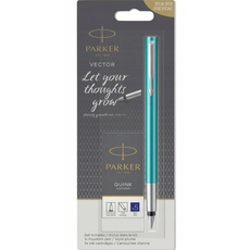 Ручка перьевая Parker VECTOR Blue-Green FP M + Картриджи Parker Quink /5шт. син. блистер 05-616b | Интернет-магазин оригинальных часов и аксессуаров