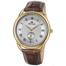 Seculus 4483.2.1069 pvd-y, white dial, brown leather | Интернет-магазин оригинальных часов и аксессуаров