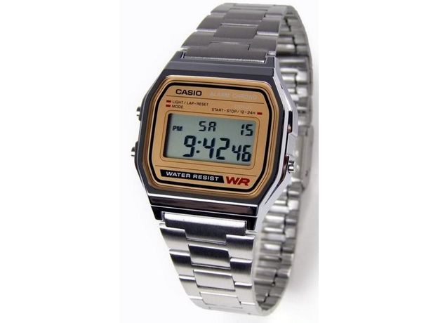 CASIO A158WEA-9EF, Вариации товара: Стальной/Желтый, фото 2 | Интернет-магазин оригинальных часов и аксессуаров