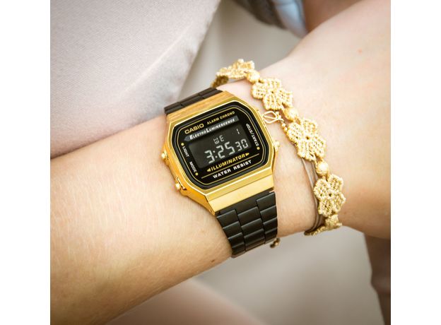 CASIO A168WEGB-1BEF, Варіант кольору: Позолота/Чорний, фото 2 | Интернет-магазин оригинальных часов и аксессуаров