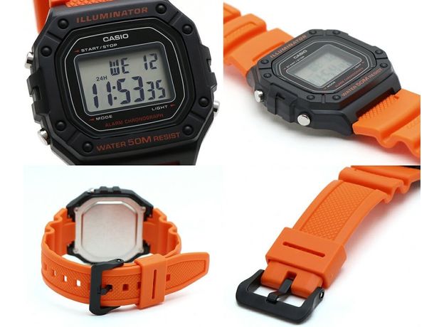 CASIO W-218H-4B2VEF, Вариации товара: Черный/Оранжевый, фото 3 | Интернет-магазин оригинальных часов и аксессуаров