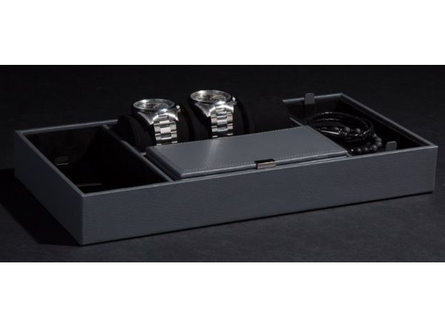 Шкатулка WOLF 465165 Howard Valet Tray W/ Roll Grey, фото 3 | Интернет-магазин оригинальных часов и аксессуаров