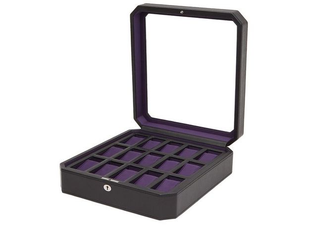Шкатулка WOLF 458503 Windsor 15 pc Watch Box Blk/Pur, фото 4 | Интернет-магазин оригинальных часов и аксессуаров