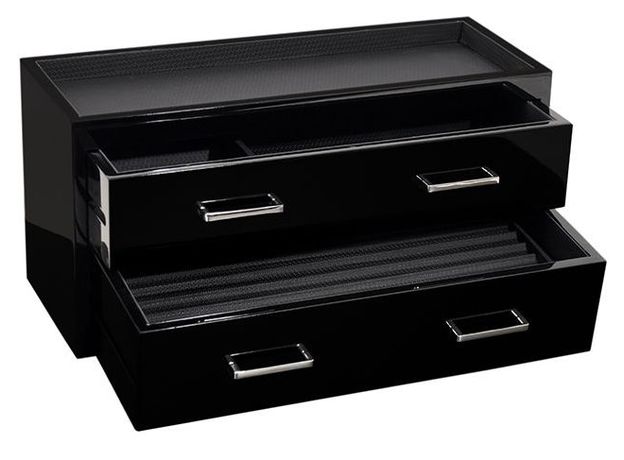 Шкатулка WOLF 460370 Meridian 2 Drawer Valet Blk, фото 4 | Интернет-магазин оригинальных часов и аксессуаров