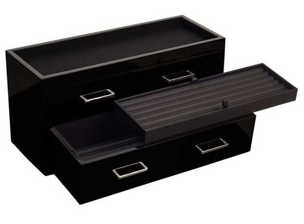Шкатулка WOLF 460370 Meridian 2 Drawer Valet Blk, фото 3 | Интернет-магазин оригинальных часов и аксессуаров