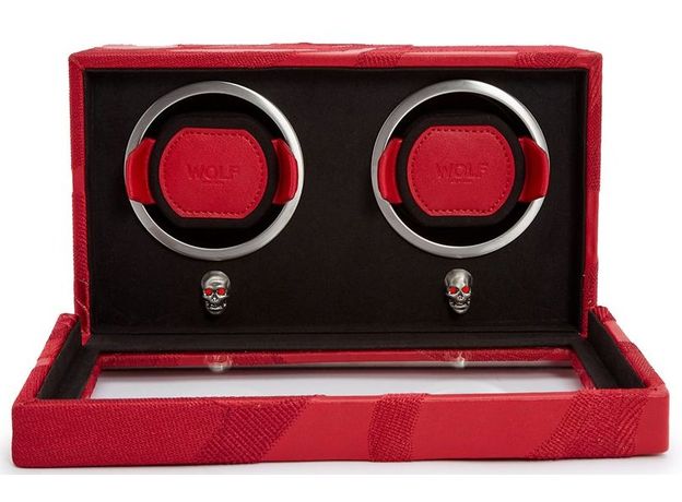 Шкатулка WOLF 493272 Memento Mori Double Cub Watch Winder with Cover Red, фото 3 | Интернет-магазин оригинальных часов и аксессуаров