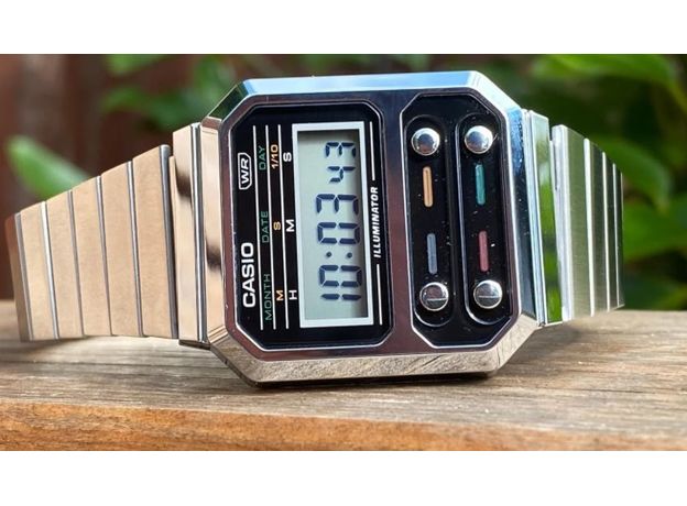 CASIO A100WE-1AEF, Вариации товара: Стальной/Черный, фото 3 | Интернет-магазин оригинальных часов и аксессуаров