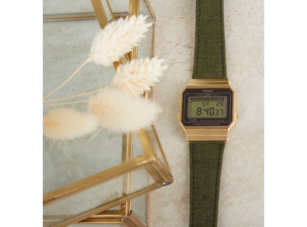 CASIO A700WEGL-3AEF, Варіант кольору: Позолота/Зелений, фото 3 | Интернет-магазин оригинальных часов и аксессуаров