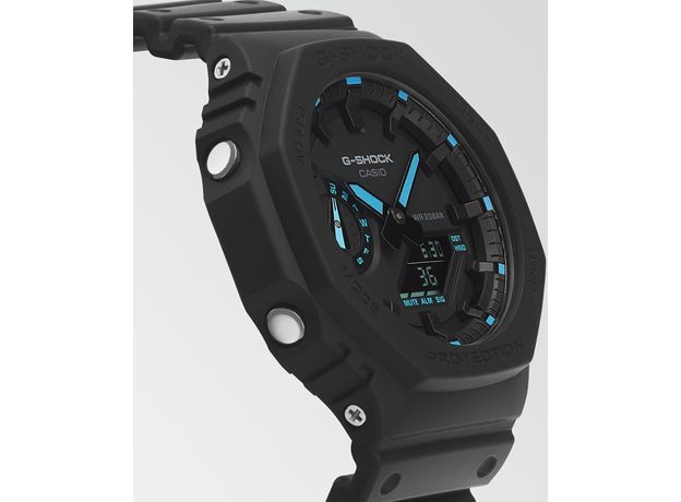 CASIO GA-2100-1A2ER, Варіант кольору: Чорний/Блакитний, фото 3 | Интернет-магазин оригинальных часов и аксессуаров