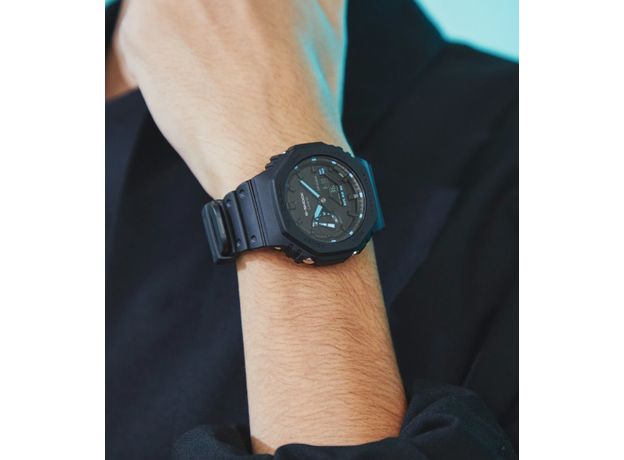CASIO GA-2100-1A2ER, Варіант кольору: Чорний/Блакитний, фото 2 | Интернет-магазин оригинальных часов и аксессуаров