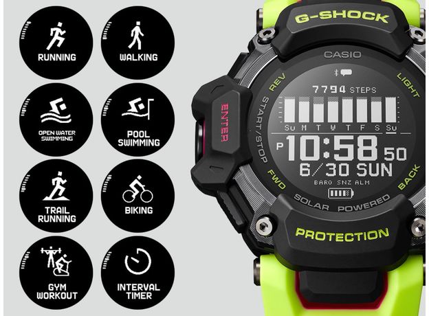 CASIO GBD-H2000-1A9ER Smart-Bluetooth, Варіант кольору: Чорний/Зелений, фото 11 | Интернет-магазин оригинальных часов и аксессуаров