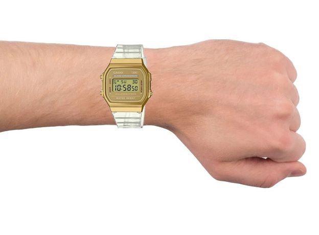 CASIO A168XESG-9AEF, Варіант кольору: Позолота/Прозорий, фото 4 | Интернет-магазин оригинальных часов и аксессуаров