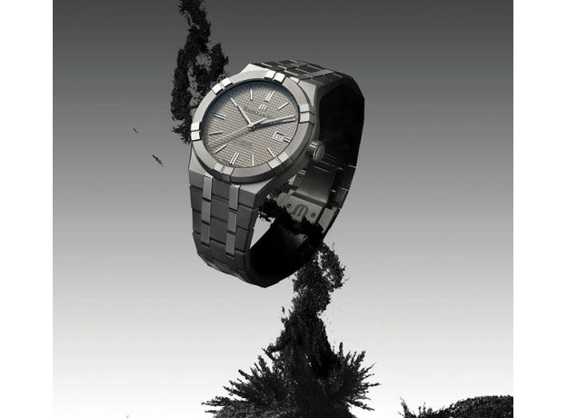 Maurice Lacroix AI6008-TT032-230-1 AIKON Automatic Date 42mm - Titanium - Grey, Clous de Paris patterned - Titanium, фото 3 | Интернет-магазин оригинальных часов и аксессуаров