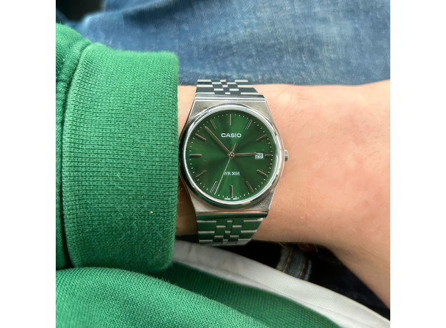 CASIO MTP-B145D-3AVEF, Вариации товара: Стальной/Зеленый, фото 2 | Интернет-магазин оригинальных часов и аксессуаров