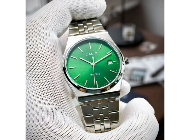 CASIO MTP-B145D-3AVEF, Вариации товара: Стальной/Зеленый, фото 3 | Интернет-магазин оригинальных часов и аксессуаров