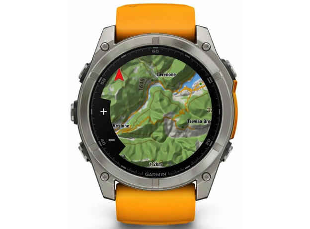 Garmin 010-02905-11 Fenix 8 Amoled 51 мм Sapphire Titanium with Spark Orange and Graphite Silicone Band, фото 2 | Интернет-магазин оригинальных часов и аксессуаров