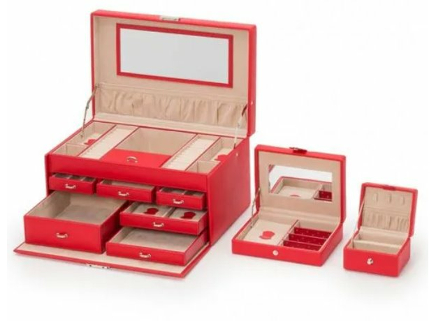 Шкатулка WOLF 280214 Heritage Large Jewelry Box - Red, фото 4 | Интернет-магазин оригинальных часов и аксессуаров