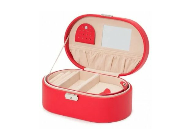 Шкатулка WOLF 280514 Heritage Oval Jewelry Box - Red Saffiano, фото 3 | Интернет-магазин оригинальных часов и аксессуаров