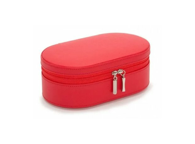 Шкатулка WOLF 280614 Heritage Oval Zip Case - Red Saffiano | Интернет-магазин оригинальных часов и аксессуаров