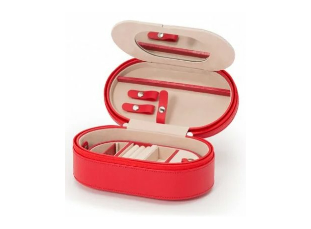 Шкатулка WOLF 280614 Heritage Oval Zip Case - Red Saffiano, фото 4 | Интернет-магазин оригинальных часов и аксессуаров