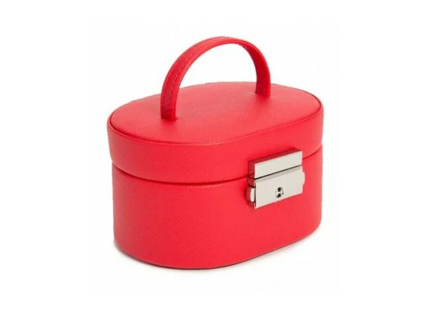 Шкатулка WOLF 281414 Heritage Mini Oval Box - Red Saffiano | Интернет-магазин оригинальных часов и аксессуаров