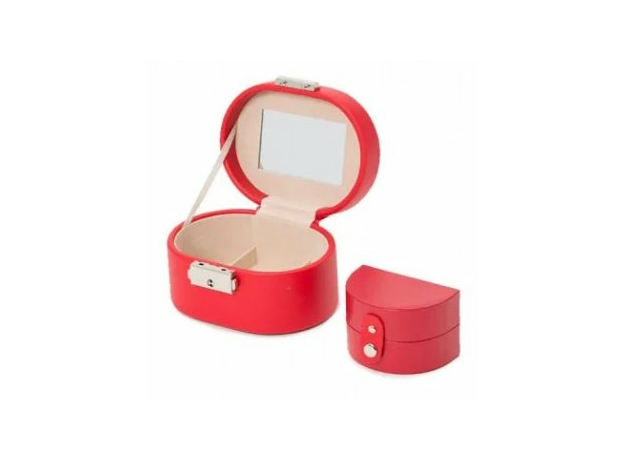 Шкатулка WOLF 281414 Heritage Mini Oval Box - Red Saffiano, фото 4 | Интернет-магазин оригинальных часов и аксессуаров