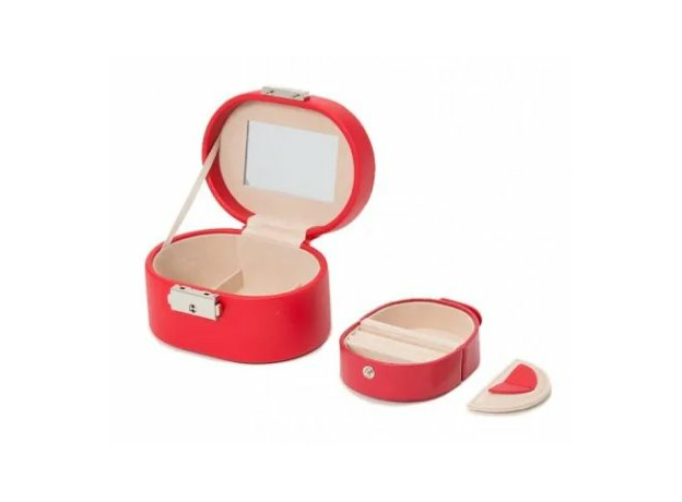 Шкатулка WOLF 281414 Heritage Mini Oval Box - Red Saffiano, фото 5 | Интернет-магазин оригинальных часов и аксессуаров