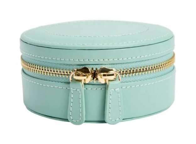 Шкатулка WOLF 392330 Sophia Round Mini Travel Zip Case Jade, фото 2 | Интернет-магазин оригинальных часов и аксессуаров
