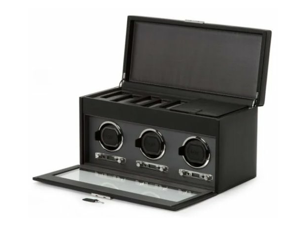 Шкатулка WOLF 456302 Viceroy Triple Winder with Storage - Black, фото 3 | Интернет-магазин оригинальных часов и аксессуаров