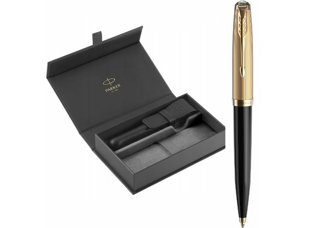 Набір Parker PARKER 51 Deluxe Black GT BP 57-032b24 (кулькова ручка + шкір.чохол) | Интернет-магазин оригинальных часов и аксессуаров