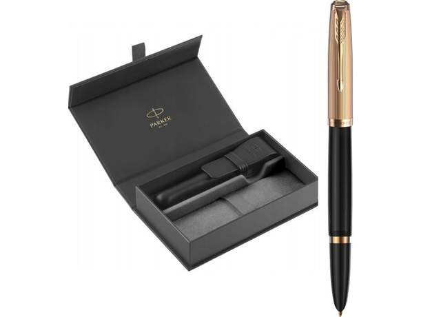 Набір Parker PARKER 51 Deluxe Black GT FP18 F 57-011b24 (перова ручка + шкір.чохол) | Интернет-магазин оригинальных часов и аксессуаров
