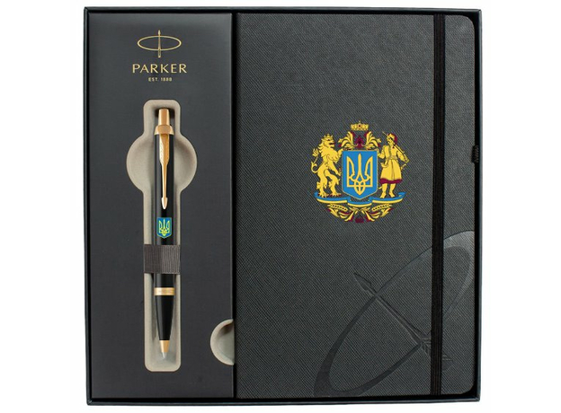 Набір Parker IM UKRAINE Black GT BP 22032b24_T0400u Великий Герб України (кулькова ручка + блокнот Parker), фото 2 | Интернет-магазин оригинальных часов и аксессуаров