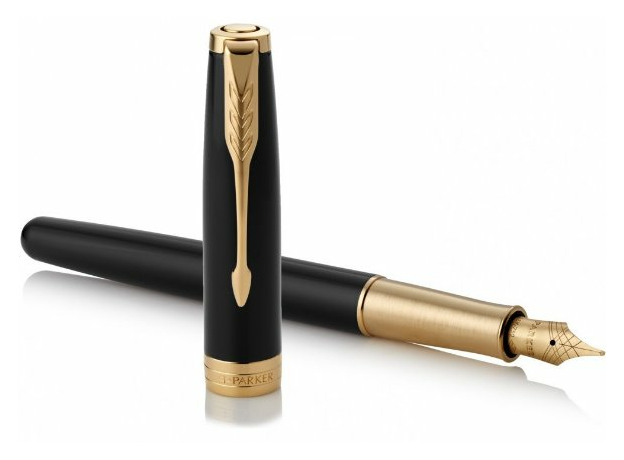Набор Parker SONNET Black Lacquer GT FP18 F 86-011b24 (перьевая ручка + кож.чехол), фото 2 | Интернет-магазин оригинальных часов и аксессуаров