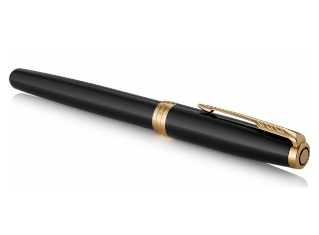 Набор Parker SONNET Black Lacquer GT FP18 F 86-011b24 (перьевая ручка + кож.чехол), фото 3 | Интернет-магазин оригинальных часов и аксессуаров