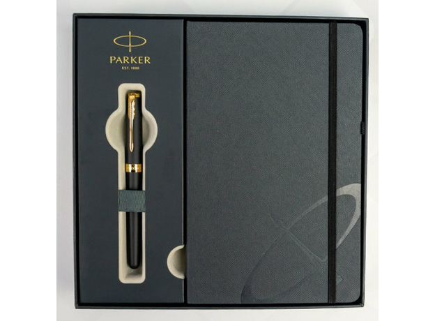 Набор Parker SONNET Matte Black Lacquer GT FP F 84-811b24 (перьевая ручка + блокнот Parker), фото 3 | Интернет-магазин оригинальных часов и аксессуаров